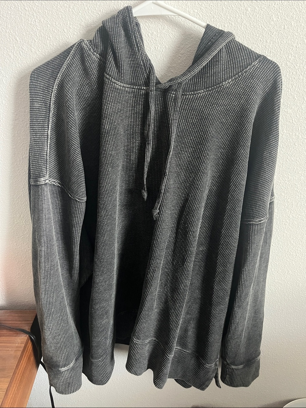 Women’s Natural Reflections Charcoal Black Washed Hooded Sweatshirt
